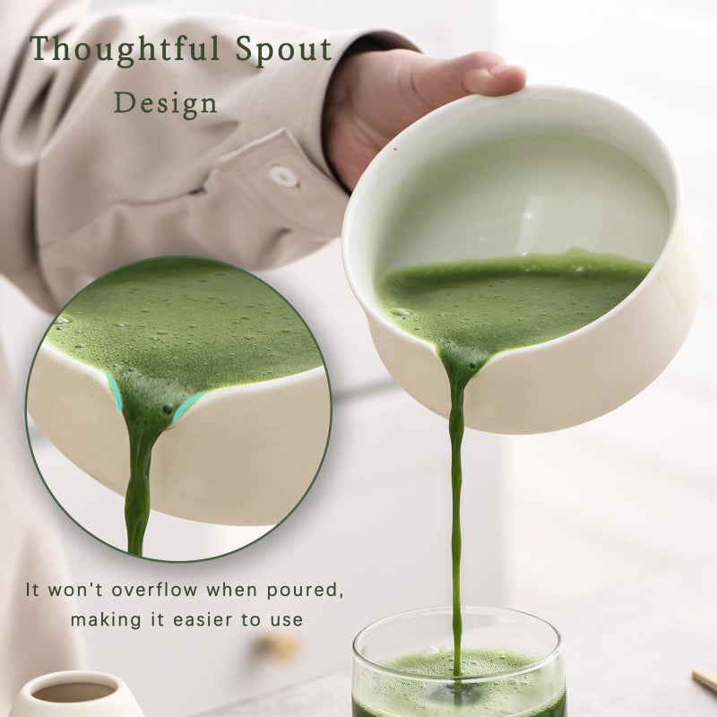 Ochcahser Matcha Set  Japanese Tea Set Includes Matcha Bowl with Spout  Matcha Whisk Holder (chasen)  Bamboo Matcha Whisk and Bamboo Scoop  Ceramic Matcha Kit for Tea Lovers - Image 3